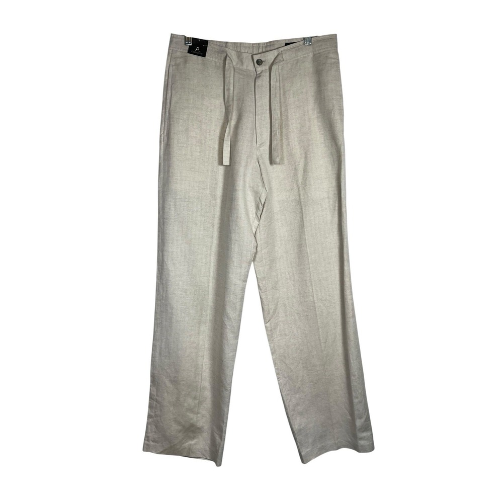VTG 90s New Claiborne Sz S 32 Men's Pants Linen Blend Beige Tan Straight NWT